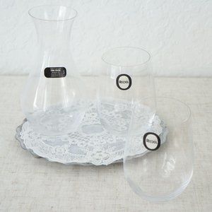 Riedel O Sake Set Wine Glasses Made in Germany Two Glasses One Decanter
